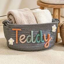 Personalized Braided Rope Pet Toy Storage Basket, Custom Pet Name Gift Basket, Travel Storage Bag, Tote Bag For Pet Lovers, Home Decor Pet Supplies - Multicolor - View 67