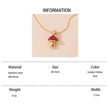 1 pieza Collar con colgante de hongo colorido y lindo de acero inoxidable color dorado, de moda para mujer, adecuado para usar o como regalo - Amarillo Oro - Ver 13