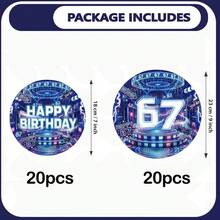 10/20/40pcs 6/7 Number Neon Cyberpunk Style Disposable Paper Plates, 6th/7th Birthday Party Decorations - 6 7Meme - View 8