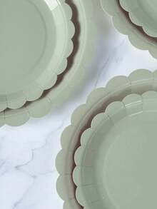 9 Inch Green Hollow Lace Paper Plates Disposable Paper Party Plates Elegant Flower Shaped Dinner Plates 7 Inch Cream Cake Dessert Plates Baby Shower Wedding Birthday Party Decoration Supplies - Multicolor - View 6