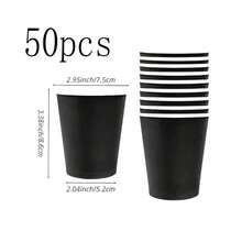 10/20/50/90 Stück Einweg-Partybecher in Schwarz, 9oz Papierbecher, Getränkebecher, Kaltgetränkebecher, Kaffeebecher, Wasserbecher, perfekt für Geburtstagsfeiern, Hochzeiten, Schulanfang, Muttertag - Schwarz - Übersicht 14