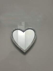 Shockproof Mirror Element Push-Pull Phone Holder 1pc Self-Adhesive Heart-Shaped Diamond Mirror Phone Holder, Expandable Phone Case Accessory, Fashionable Creative Phone Case Decoration Spring Birthday Gift Party - White - View 8