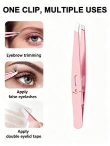 1/3/5pcs High Precision Eyebrow Tweezers, Stainless Steel Eyebrow Tweezers, Suitable For Fine Hair And Beard, Ultra-Thin Flat Head Trimming Tool, Suitable For Home And Salon Use - Multicolor - View 3
