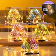 迷你櫻花樹屋積木玩具，成人與青少年組裝建築，收藏展示飾品，永恆之花，居家與辦公室裝飾，婚禮/節日/生日禮物 - 705pcs櫻花小屋 - 查看 3