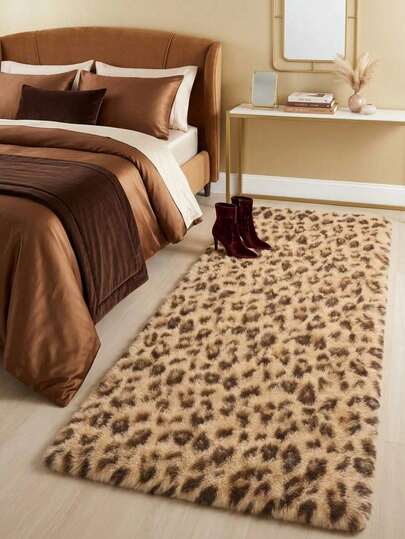 1 Stück rechteckiger dekorativer Teppich mit Leopardenmuster, Schlafzimmer Dekoration, kleiner Teppich, Teppich, Heimdekoration, Wohnzimmer Teppich, kleiner Wohnzimmer Teppich, Schlafzimmer Teppich, Wohnzimmer Heimdekoration, Outdoor Teppich, waschbarer Teppich, Weihnachtsgeschenk