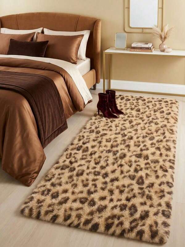 1pc Rectangular Leopard Print Decorative Rug, Bedroom Decor, Small Rug, Carpet, Home Decor, Living Room Rug, Living Room Small Rug, Bedroom Rug, Living Room Home Decor, Outdoor Rug, Washable Rug, Graduation Gift