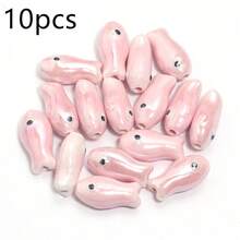 10件/包 陶瓷魚珠 10x20mm 雙面彩色波點魚珠，適用於手鍊、項鍊、DIY手機鍊、吊墜、鑰匙圈配件 - 雙色小魚珠 - 查看 24
