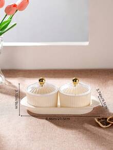 1 Set Transparent/Beige Round Dish Set, Snack Dried Fruit Candy Storage Dish, Luxury Holiday Food Storage Dish Set - Milky White With Transparent Lid - View 11