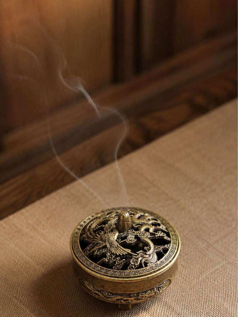 龍鳳香爐,室內香氛擴香器,式香爐,附檀香,茶道裝飾,適合節日或畢業禮物 - A - 查看 1