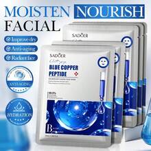 SADOER Blue Copper Peptide Anti-Aging Facial Mask, 5 Packs/Bag, Reduces Fine Lines, Anti-Wrinkle & Anti-Aging, High Moisturizing Hydration, Skin Radiance & Plumping - Blue Copper Peptide - View 2
