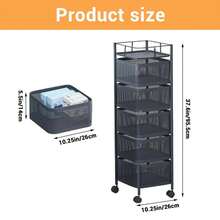 Space Saving 6-Tier Rotating Metal Mesh Kitchen Storage Rack – Rolling Organizer Shelf With Lockable Wheels, Mesh Basket Design, Easy Access, Multi-Purpose For Pantry, Bathroom, Laundry - View 2