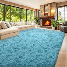 WISH TREE 8x10 Area Rugs For Living Room, Fluffy Shaggy Rug Soft Carpets, Big Rugs For Bedroom Home Decor Aesthetic Teal Blue - 水鴨藍 - 查看 2
