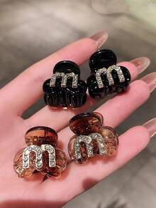4pcs Mini Hair Claw Clips, Embedded With Rhinestone, Practical And Beautiful, Delicate All-Match Hair Accessories, Aesthetic - Multicolor - View 3