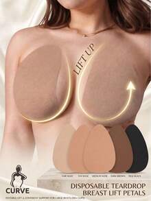 4Pcs Plus Size Lift Silicone Pasties For Large Bust, Anti-Slip Waterproof Bra Pads For Backless Camis - Multicolor - View 2