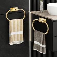 1pc Stainless Steel Towel Rack, Towel Ring, Foldable Up To 180 Degrees, Wall-Mounted Installation Without Traces, Strong Adhesive Backing, Suitable For Towel Storage, Bath Towel Storage, Bathroom Organization, Bathroom Accessories, Towel Rack - Great Gift - Multicolor - View 9
