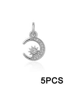 5pcs DIY Beaded Bracelet Accessories Ocean Vacation Style Rhinestone Pendant Starfish/Jellyfish/Moon Star/Bow/Rabbit Charms Jewelry For Women - Multicolor - View 12