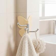2/4/6Pcs Rotatable Butterfly Triple Hooks, No‑Punch Wall Hanging Storage Rack, Transparent Thickened Over Door Hook Organizer For Kitchen Cabinet Dorm Bedroom - View 3
