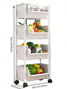 Floor-Standing Storage Rack With Universal Wheels - 3/4/5 Tier Movable Shelving Unit, Detachable Design, Space-Saving, Suitable For Kitchens, Bathrooms And Living Rooms, Utility Cart - View 12