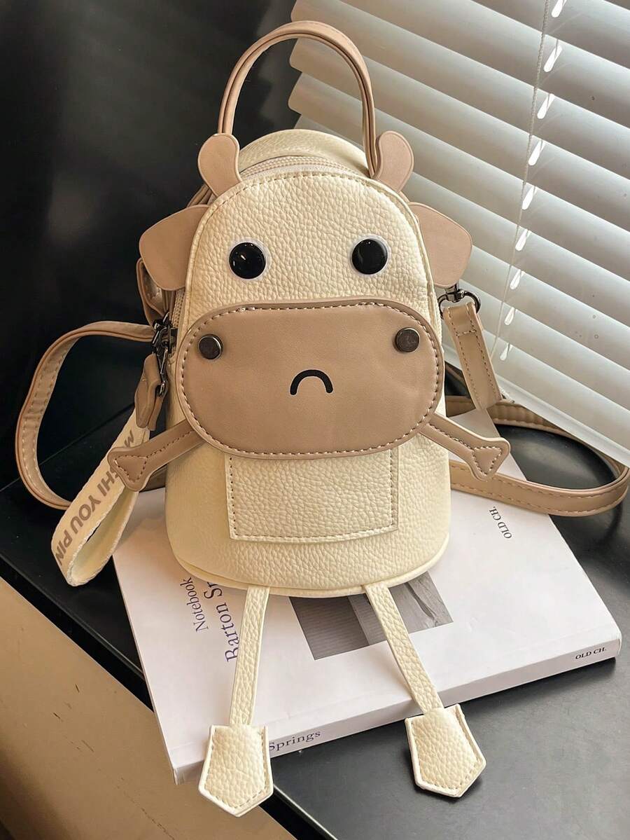 Sac bandoulière imprimé vache mignon, sac de téléphone multifonction pour femmes, sangle d'épaule à la mode, fermeture éclair, sac à main nouveau style