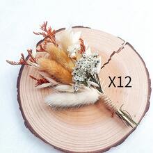 迷你人造花束波希米亞風婚禮裝飾男士胸花桌花心形裝飾蘆葦草生日蛋糕裝飾 - HS111-B - 查看 11