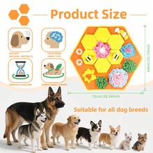KM-P Dog Snuffle Mat Puzzle Slow Feeder Treat Hiding Toy With Squeaky Bee, Machine Washable Non-Slip Hidden Snack Mat - Yellow - View 3