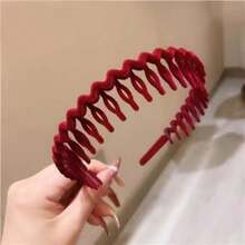 3pcs Solid Color Hair Clip Comb, Summer Face Washing Hair Accessory, Minimalist Wavy Tooth Claw Clip - Multicolor - View 7