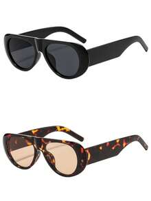 1PC/2PCS Women's Sunglasses New Style Personalized Integrated Double Bridge Vintage Premium Texture Daily Casual Street Commute Outfit Driving Travel Beach Vacation Versatile Fashion Accessory - Multicolor - View 8