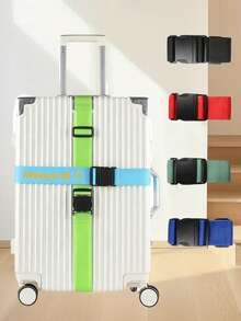 1pc Printed Adjustable Polyester Luggage Strap With Buckle, Anti-Burst Reinforced Binding Strap, Anti-Slip Accessory For Airport Checked Baggage Lock, Suitable For Travel, Flights, Business Trips, Applicable To Suitcases, Backpacks, Travel Bags - Multicolor - View 3
