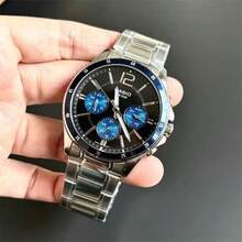 Casio 男士三眼商務手錶，防水不鏽鋼石英腕錶，多色百搭通勤錶 - 均碼 - 查看 6