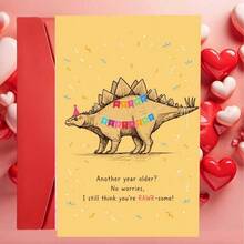 1Set(An Envelope And A Card) Cute Dinosaur Birthday Greeting Card With RAWR Some Text, Fun Party Style, For Friends - 13*18 - View 8