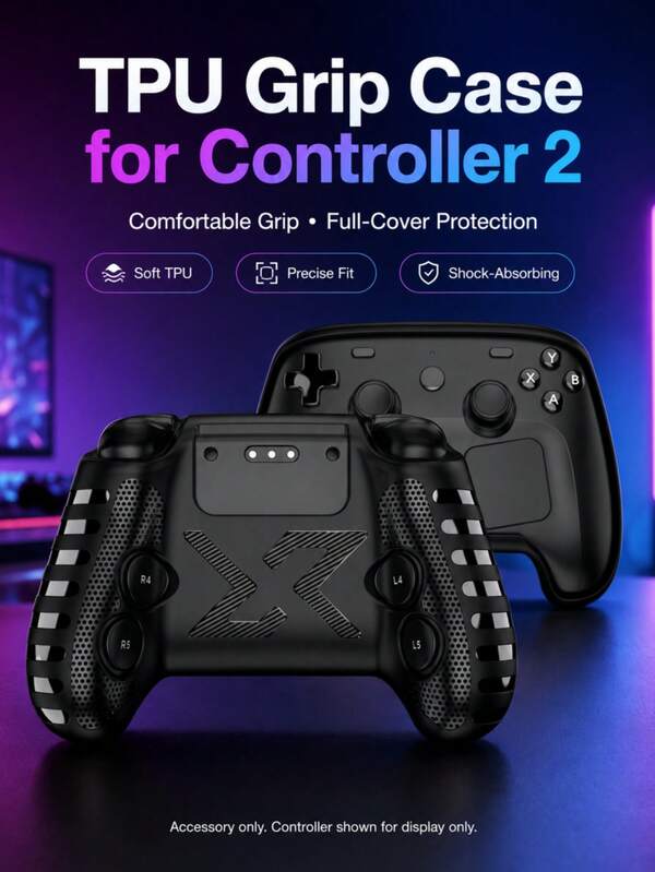 2pcs TPU Protective Case For Steam Controller 2 Gamepad, Full Coverage Front And Back Protective Grip Shell, Soft Anti-Slip Shockproof Scratch-Resistant Controller Cover, Precise Cutouts For Buttons And Touchpad, Comfortable Grip Easy Installation And Removal, Gamepad Accessory, Controller Not Included