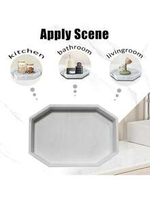 Minimalist Octagonal Silicone Tray, Suitable For Jewelry, Perfume And Cosmetics, Waterproof Vanity Storage Tray, Suitable For Bathroom Countertop And Vanity - Multicolor - View 5