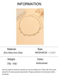 1件夏季度假風3D仿珍珠花朵腰鍊，時尚優雅金色五葉草花朵身體鍊，熱門女款飾品，適合日常穿搭、裝飾、度假、派對與音樂節 - 金色 - 查看 5