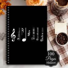 1pc Fun Music Spiral Notebook Travel Journal, Musical Note Design Office Planner, Personal Organizer, Perfect Gift For Friends, Colleagues, Composers, Songwriters And Music Lovers, Suitable For Writing, Journaling And Learning, Travel Style - H - View 1