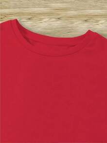 Short-Sleeved T-Shirt For Teenage Boys, Made Of Pure Cotton For Summer, Simple And Versatile Basic Style, Casual Top For Students, Fashionable Base T-Shirt. - Red - View 3