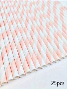 25/50pcs Paper Straws - Striped Straws, 16 Colors Available, Non-Soggy Paper Straws, Suitable For Daily Drinking And Crafting, Also Applicable For Birthday Parties, Weddings, Anniversaries, Back To School Season, Valentine's Day And Other Occasions. - View 7