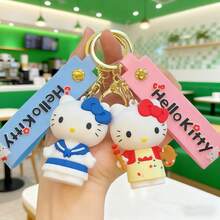 SANRIO 1pc Cartoon Silicone KT Cat Keychain, Cute Cat Car Bag Pendant Key Chain Small Gift - Multicolor - View 2