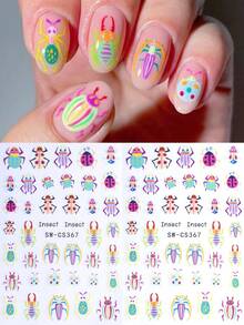 SWEET TREND 3D Cartoon Insect Nail Stickers 2pcs/Pack, Skull, Ladybug, Spider Wild Animal Design, DIY Autumn/Winter Halloween Y2K Gothic Style Self-Adhesive Nail Decals, Salon Nail Art Tips Nail Decoration - Multicolor - View 8