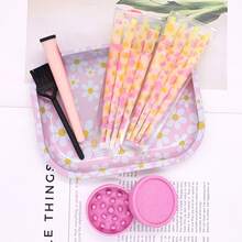 Cute Pink Floral Rolling Tray Set, Smoking Accessories Kit With Grinder, Funnel &16Pcs Pre-Cones, Aesthetic Portable Storage Organizer For Smokers - 查看 6