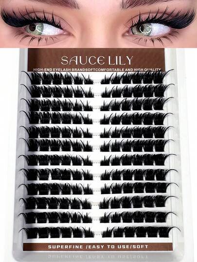 144pcs/Box Fox Fairy Manga Style Cluster False Eyelashes 10-18mm Pointed Anime Style DIY Cluster Eyelashes Natural Thick Single Eyelashes Makeup Tool