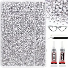 21.000 piezas Conjunto de rhinestones plateados y transparentes de 2-6 mm en 5 tamaños, incluye lápiz de cera y pinzas, adecuado para manualidades, ropa, decoración de zapatos, camisas, joyería DIY, artesanía, decoración de habitaciones - Multicolor C - Ver 12