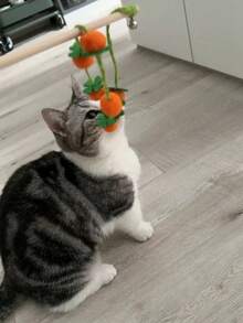Varinha de Brincar para Gato com Sino em 3 Cores, Brinquedo Interativo para Gatos, Combina Funções de Exercício e Entretenimento, Bola de Pelúcia, Suprimentos para Gatos - Visão 9