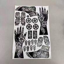 8pcs Reusable Henna Tattoo Stencils, Suitable For Hand And Body Painting, Floral Pattern, Temporary Tattoo Stencils, Sleeve Tattoo, Wedding Bridal Makeup - Multicolor - View 8