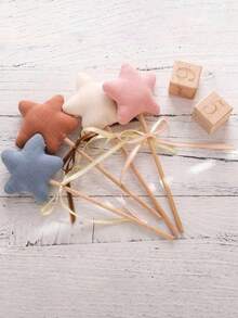 1pc Pink Fabric Star Wand With Gold Ribbon - Suitable For Birthday Party Decoration And Gifts, Multi-Functional Holiday Accessory, Party Favor, Suitable For Easter, Birthday, Wedding, Anniversary And Other Theme Party Supplies, Suitable For Role Play And Celebration - Multicolor - View 3