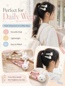 MIFFY Official Cute Kawaii Polka Dot Rabbit Hair Clips Sweet Cartoon Bangs Side Clip Barrettes Hair Accessories Ladies Girls Gift 2026 Viral T - Multicolor - View 5