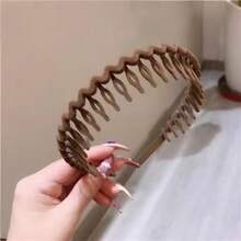 3pcs Solid Color Hair Clip Comb, Summer Face Washing Hair Accessory, Minimalist Wavy Tooth Claw Clip - Multicolor - View 6