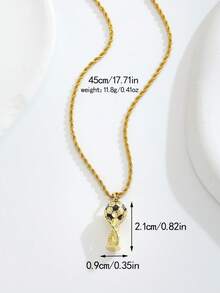 1pc Men's Simple Fashionable Popular Football Pendant Twisted Chain Stainless Steel Necklace, Suitable For Men And Football Enthusiasts, Can Be Used As Jewelry Gift For Daily Sports Wear - Football - View 4