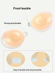 1/2/3 Pairs Women's Ultra-Strong Adhesive Silicone Invisible Bra, Bridal Bra, Reusable Summer Dress/Camisole Bra - Apricot - View 8