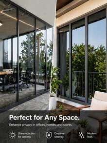 One-Way Mirror Window Film, Privacy Anti-Peeping, Day & Night Shade, Reflective Heat Insulation, UV Protection, Suitable For Home, Office, Bathroom, Glass Doors - 1PC - View 3