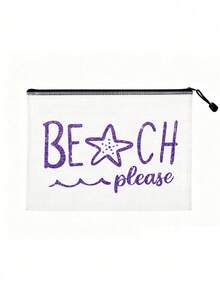 多色防水時尚網格海灘包，附亮面「Beach Please」字樣與海星圖案，大容量透明化妝包、泳池包、便攜耐用盥洗包、文具收納袋、輕量防曬收納包，適合游泳、海灘、潛水及夏季旅行，送給朋友、家人、閨蜜、同學的完美禮物與紀念品，適用於生日、節日、派對、婚禮（伴娘）、教師節、開學季、畢業季 - 彩色 - 查看 15